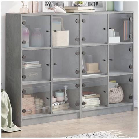 Libreria Ante Grigio Cemento 136x37x109 Cm In Legno Multistrato - Foto 1