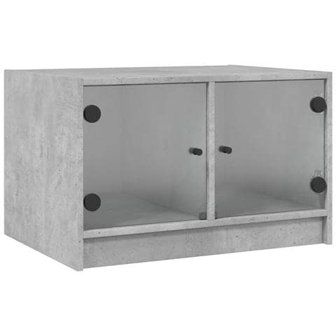 Tavolino Da Salotto Con Ante In Vetro Grigio Cemento 68x50x42cm - Foto 2