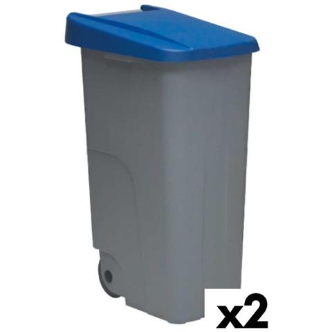 Secchio Spazzatura Con Ruote Denox 85 L Azzurro 58 X 41 X 76 Cm - Foto 1