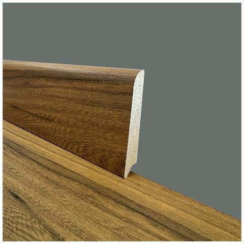 €2,99ml - Battiscopa In Fibra Di Legno Coordinato Gamma Laminati 70x15 Inclinato Vari Decori - Astana (noce Americano) - Foto 1