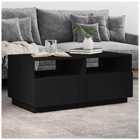 Tavolino Da Soggiorno Con Luci Led Nero 90x49x40 Cm - Foto 2