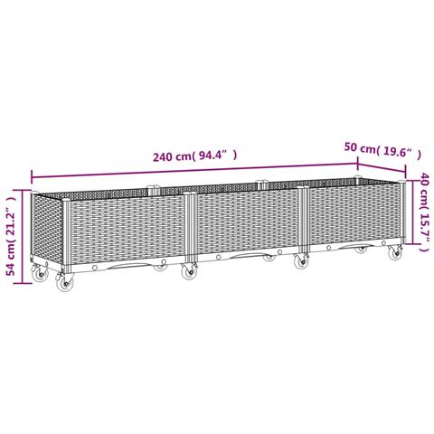 Fioriera Da Giardino Con Ruote Grigia 240x50x54 Cm In Pp - Foto 6