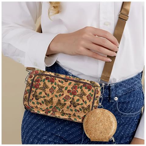 Pochette In Sughero, Collezione Natureprint, Chiusure A Zip - Foto 5