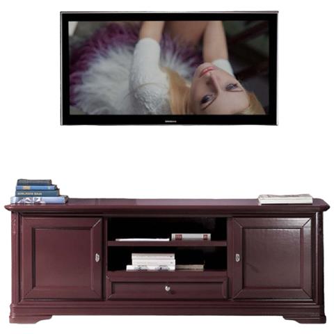 Porta Tv 2 Ante In Legno Shabby Rosso Bordeaux 181x52x65 - Foto 1