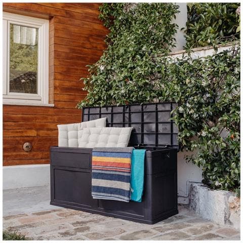 Baule Da Esterno In Resina Nera 120x60 Cm 320 Lt Garden Black Resina - Foto 2