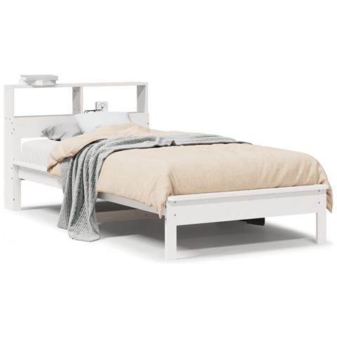 Letto Libreria Senza Materasso Bianco 100x200 Cm Legno Di Pino - Foto 2