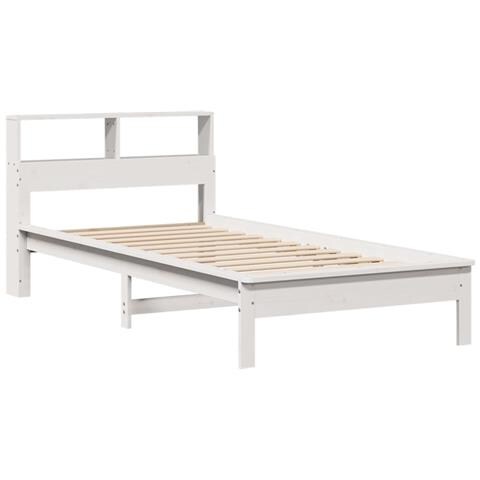 Letto Libreria Senza Materasso Bianco 100x200 Cm Legno Di Pino - Foto 3