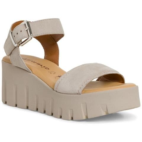 Taupe Suede Casual Open Sandals Sandali Pelle Scarpe Donna Beige Eu 39, 1-28712-42 378 - Foto 1