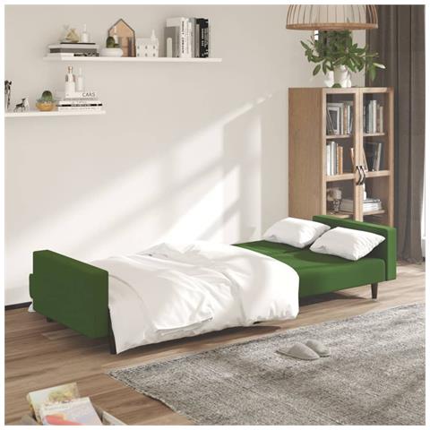 Divano Letto A 2 Posti Verde Scuro In Velluto - Foto 3