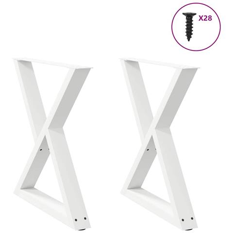 Gambe Per Tavolo Da Pranzo 2 Pz Bianco 70x(72-73,3) Cm Acciaio - Foto 1