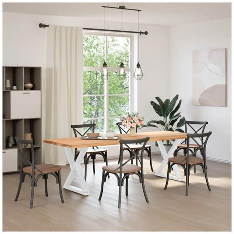 Gambe Per Tavolo Da Pranzo 2 Pz Bianco 70x(72-73,3) Cm Acciaio - Foto 3