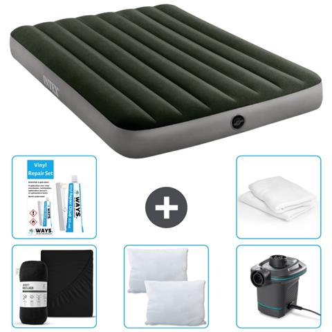 Set Materassino Gonfiabile - 191x137x25 Cm - Verde - Include Accessori Coordinati Cb6 - Foto 1