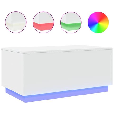 Lusso Casadino -  Tavolino Da Soggiorno Con Luci Led Bianco 90x50x40 Cm - Foto 1