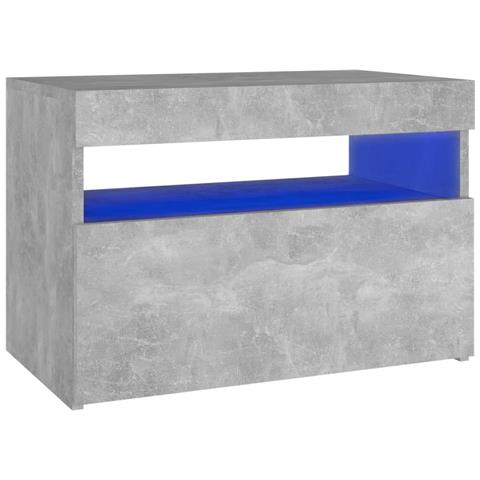 Comodino Con Luci Led Grigio Cemento 60x35x40 Cm - Foto 1