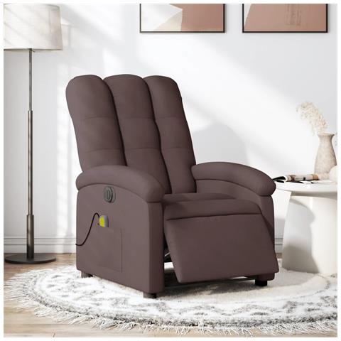 Lusso Casadino -  Poltrona Massaggio Reclinabile Elettrica Marrone Scuro Tessuto - Foto 8