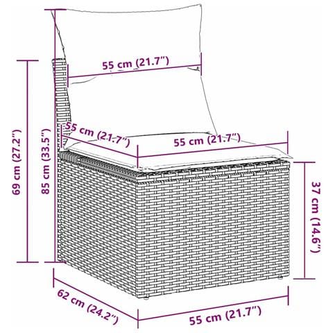 Set Divano da Giardino 5 Pezzi con Cuscini Grigio Polyrattan - Foto 9