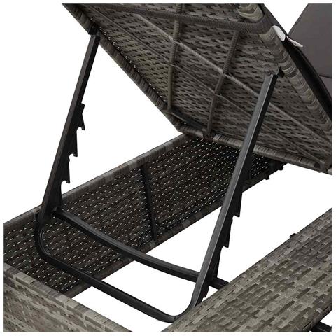 Lettino doppio con tetto e tende in polyrattan grigio - Foto 9