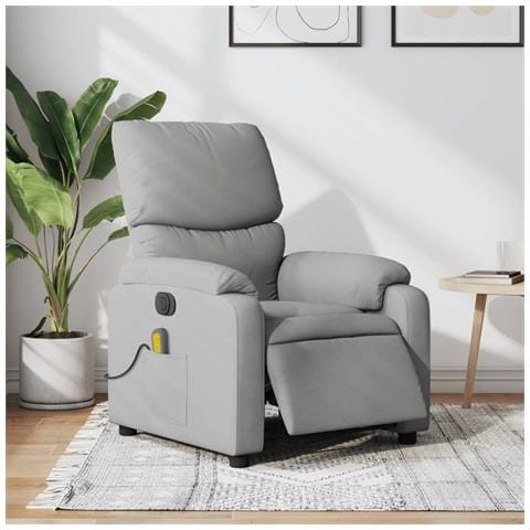 Poltrona Reclinabile Massaggio Elettrica Grigio Chiaro Tessuto - Foto 2