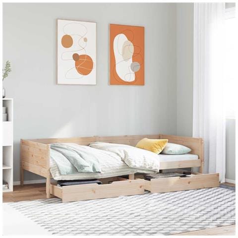 Dormeuse con Cassetti 80x200 cm in Legno Massello di Pino - Foto 2