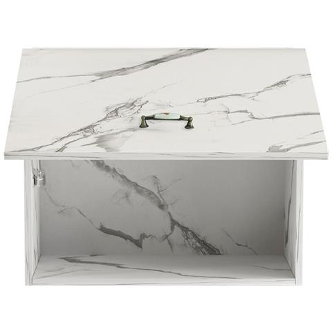Pensile Da Cucina Sopracappa Ribaltabile Sospeso Da Parete Bianco Effetto Marmo - Foto 5