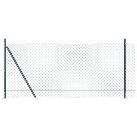 Recinzione a maglie di catena con 7 pali flangiati 1x10 m in acciaio galvanizzato - Foto 1