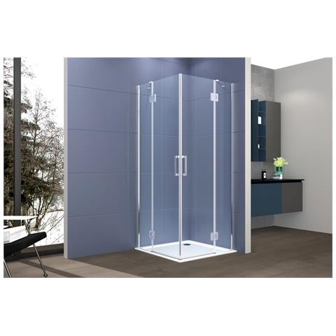 Box Doccia Angolare 110x110 Cm Apertura Due Ante Battenti H200 Cm Cristalli Trasparente 6 Mm Profilo Satinato Gioia - Foto 1
