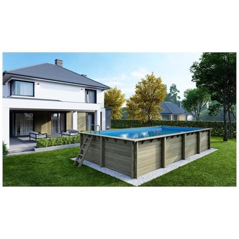 Piscina In Legno Aqua 8.5x4.35 - H. 1.45 M Su Telaio Senza Cementazione - Foto 1