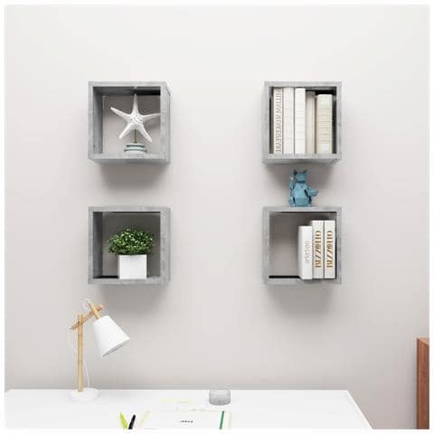 Mensole Parete A Cubo 4 Pz Grigio Cemento 30x15x30 Cm - Foto 2