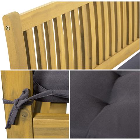 Panca In Acacia Similan - Cuscini Grigi - Foto 9