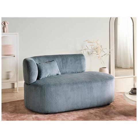 Chaise Longue Versione Sinistra Vanvey Velluto A Coste Blu - Foto 1