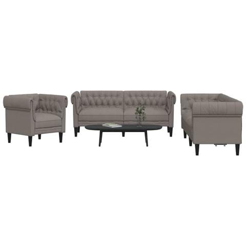 Set di Divani 3 pz Tortora in Tessuto - Foto 2