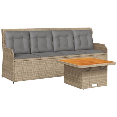 Set Divani da Giardino 3 pz con Cuscini in Polyrattan Beige - Foto 1