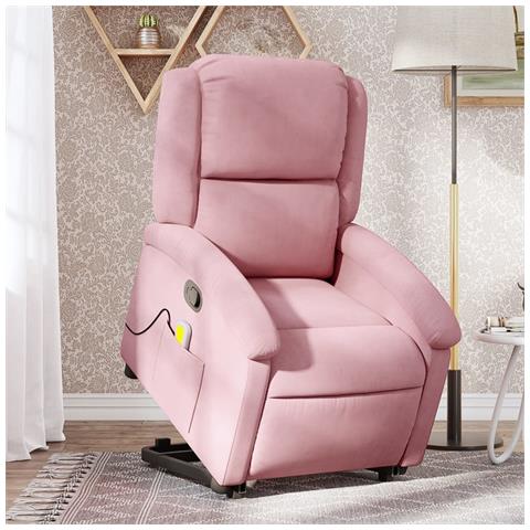 Poltrona Alzapersona Reclinabile Rosa in Velluto - Foto 2