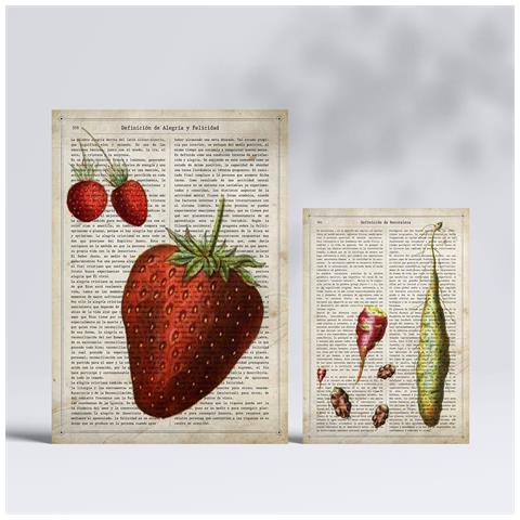 Set Di 6 Stampe Poster In Stile Cartaceo Vintage Da Cucina Con Sfondi Enciclopedici, Frutta E Verdura, Stile Di Vita Sano A3 & A4 Senza Cornice - Foto 2