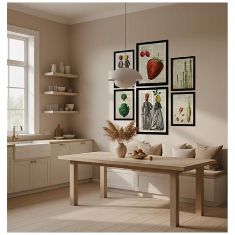 Set Di 6 Stampe Poster In Stile Cartaceo Vintage Da Cucina Con Sfondi Enciclopedici, Frutta E Verdura, Stile Di Vita Sano A3 & A4 Senza Cornice - Foto 3