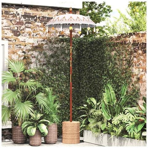 Parasol Balinese 260 Crema 95-100 cm Cotone e legno massello - Foto 2