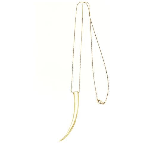 Collana Lunga Con Zanna Di Corno Dorato, 80 Cm - Foto 1
