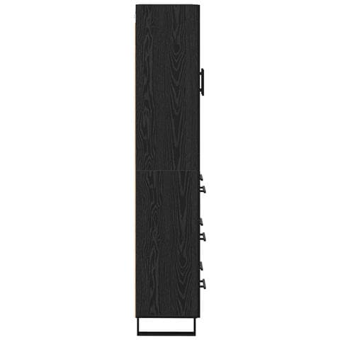 Credenza 2 pcs Rovere Nero Legno Stratificato e Vetro - Foto 9