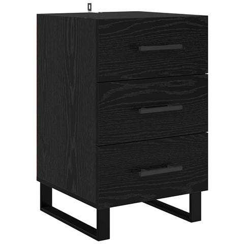 Armadio da Notte Rovere Nero 40 x 40 x 66 cm Legno multistrato - Foto 1