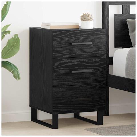 Armadio da Notte Rovere Nero 40 x 40 x 66 cm Legno multistrato - Foto 2