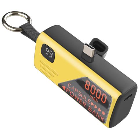 Mini Powerbank 8000mah Con Connettore Usb-c Integrato E Formato Portachiavi, Nero - Foto 1