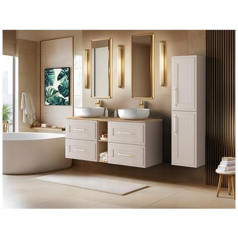 | Mobile alto - 136 cm - Cashmere opaco - Design elegante - Materiali di alta qualità - Mobile da bagno - CLASSIC - Foto 10