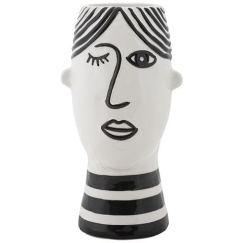 Vaso Face In Porcellana Bianca E Nera Con Profilo Scultoreo - Foto 1