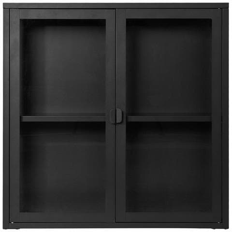 Vetrina Brisbane A Muro Con 2 Ante In Vetro, Acciaio Nero 80×18×80 Cm - Foto 1