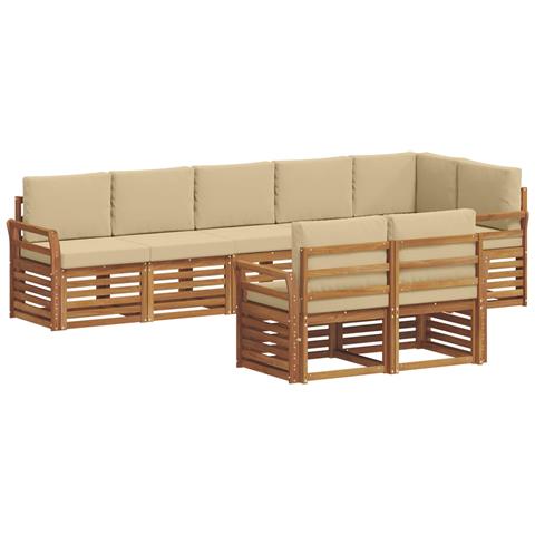 Set divani 8 pcs Naturale e Beige Legno di Acacia Massello - Foto 1