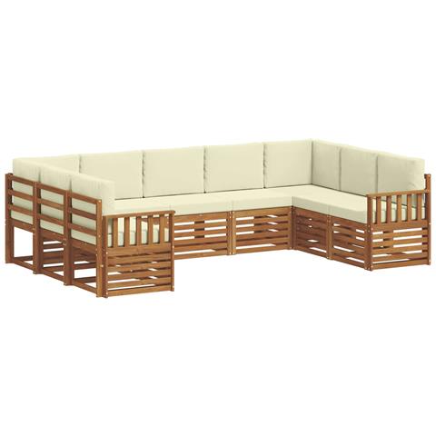 Set divani 9 pcs Naturale e Crema Legno di Acacia Massello - Foto 1