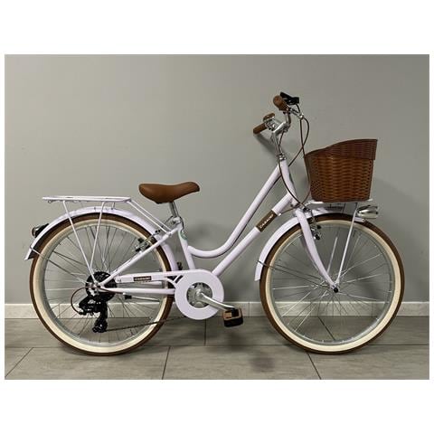 Bici Da Bambina Stile Vintage Misura 24 Bicicletta Bimba Cambio 6v Completa Di Accessori Con Cestino E Luci A Led - Lilla - Foto 1