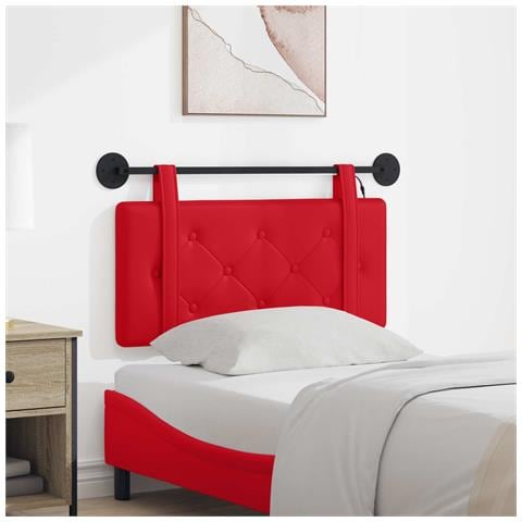 Testiera sospesa Con luce LED Rosso Similpelle - Foto 2