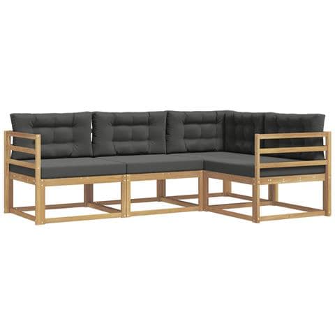 Set di divani da esterno 3 pcs Bianco e Antracite Poliestere - Foto 1