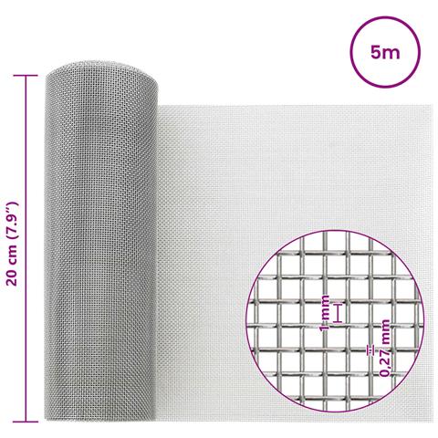 Rete per schermatura 20 x 500 cm 20 Mesh Argento - Foto 7